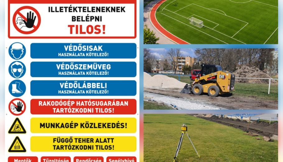 Felhívás a rekortán futópálya munkaterületének elkerülésére